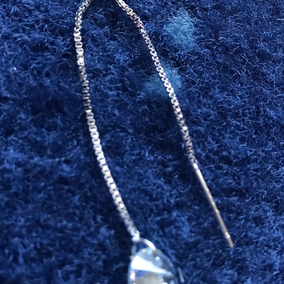 🆕Sterling Silver Rhinestone Pull Through Earring - Picture 7 of 8